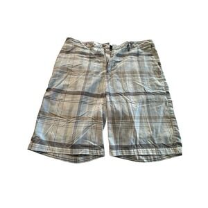 Split Shorts Mens Size 38 Chino Plaid Multi Pockets Casual Outdoor Big EUC